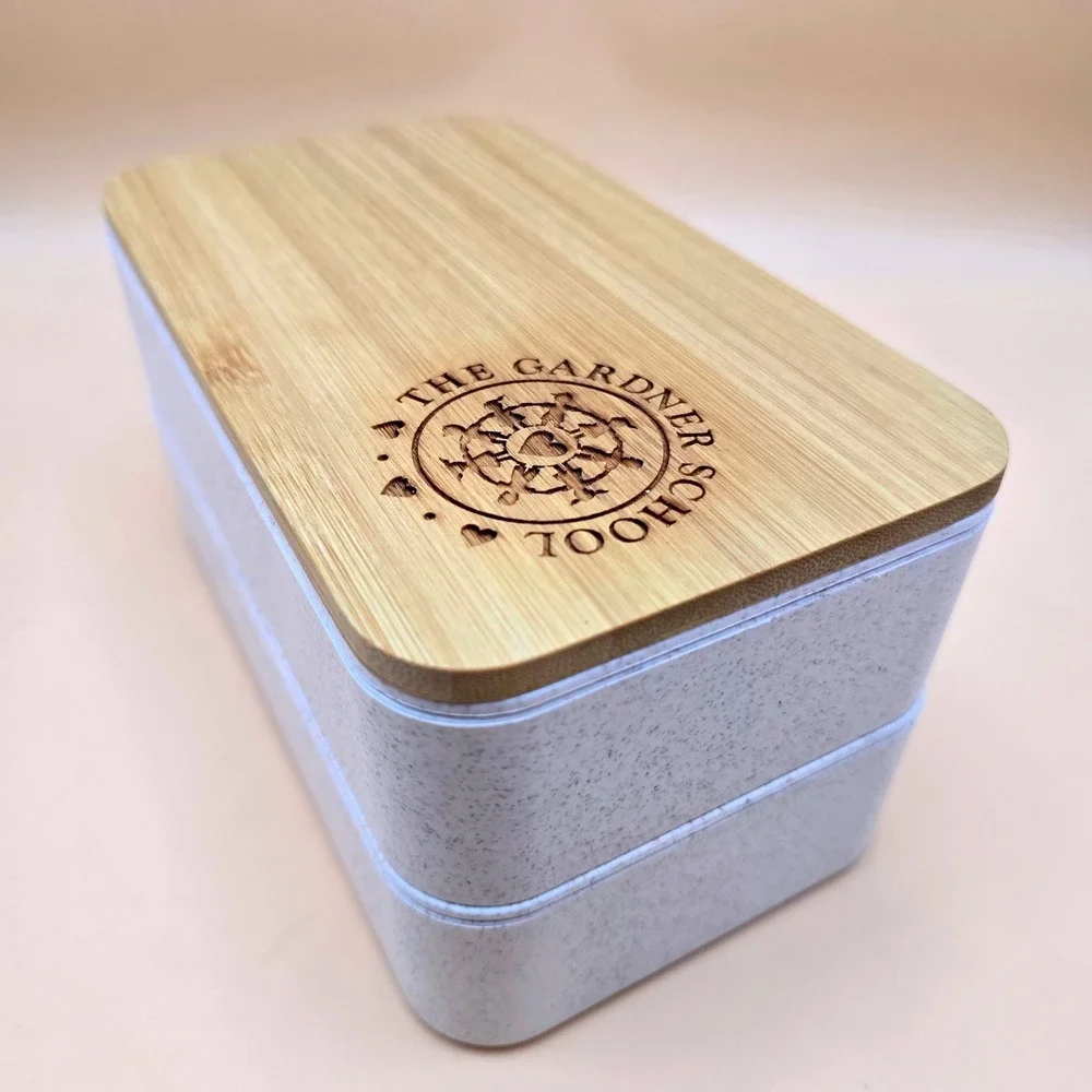 Bamboo Lid White Speckled Meal Prep Container Set